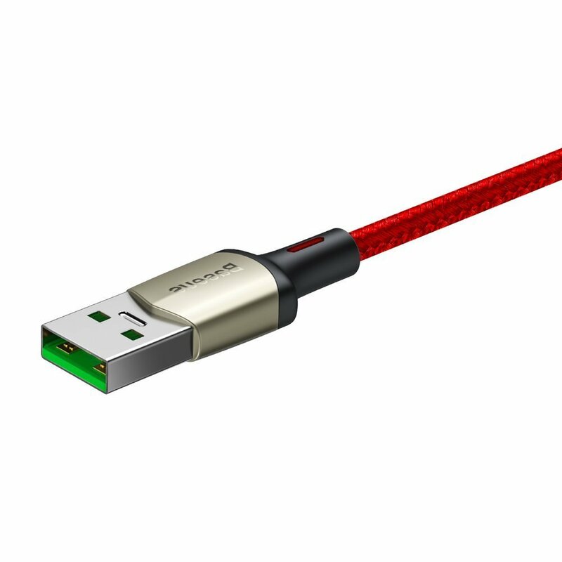 Cablu De Date Baseus Cafule USB La Type-C Cu Suport Pentru Incarcare Rapida VOOC 5A 2m - CATKLF-VB09 - Rosu