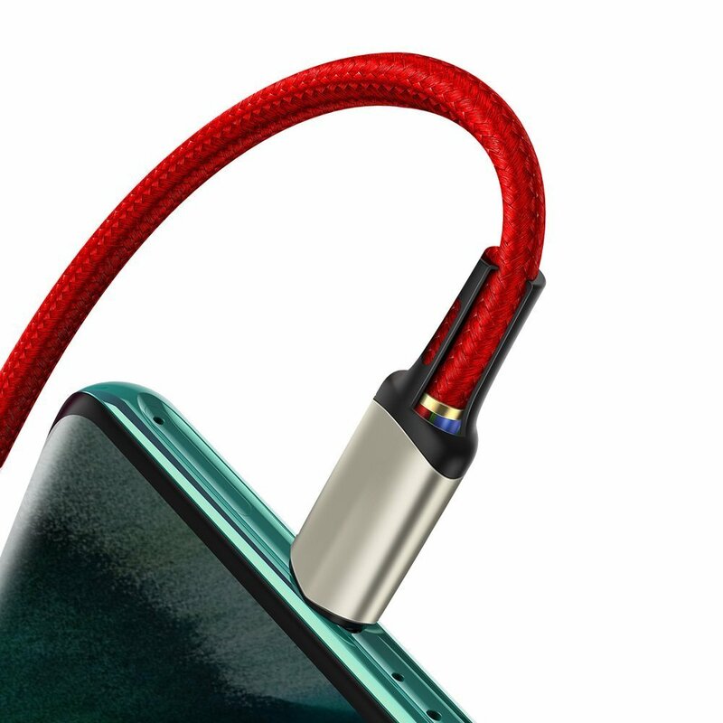 Cablu De Date Baseus Cafule USB La Type-C Cu Suport Pentru Incarcare Rapida VOOC 5A 2m - CATKLF-VB09 - Rosu