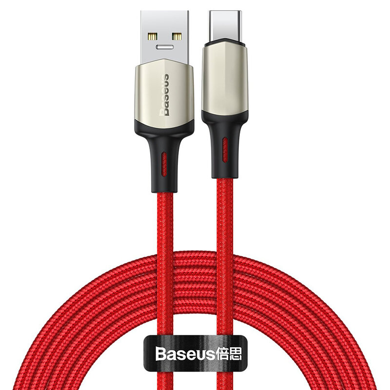 Cablu De Date Baseus Cafule USB La Type-C Cu Suport Pentru Incarcare Rapida VOOC 5A 2m - CATKLF-VB09 - Rosu