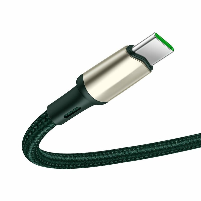 Cablu De Date Baseus Cafule USB La Type-C Cu Suport Pentru Incarcare Rapida VOOC 5A 2m - CATKLF-VB06 - Verde