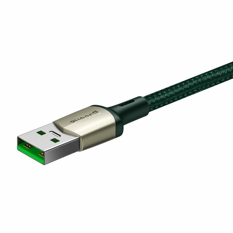 Cablu De Date Baseus Cafule USB La Type-C Cu Suport Pentru Incarcare Rapida VOOC 5A 2m - CATKLF-VB06 - Verde