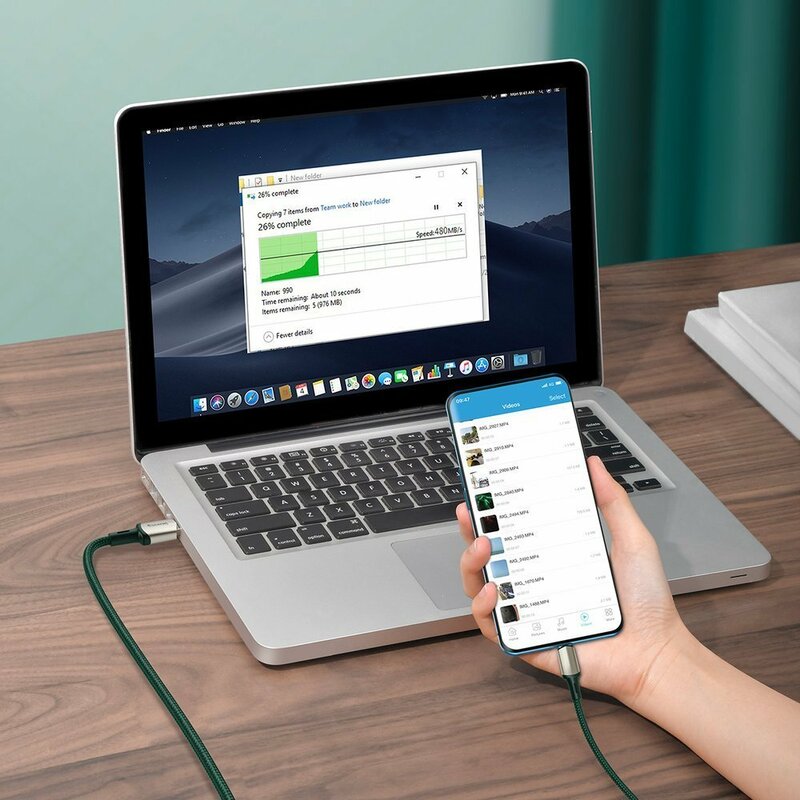 Cablu De Date Baseus Cafule USB La Type-C Cu Suport Pentru Incarcare Rapida VOOC 5A 2m - CATKLF-VB06 - Verde