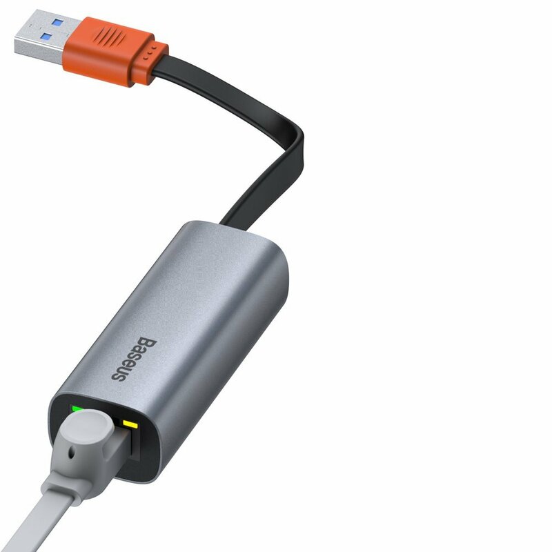 Hub Baseus Steel Cannon Adaptor De La USB A La RJ45 Gigabit LAN Cu Viteza De 1000Mbps - CAHUB-AD0G - Gri