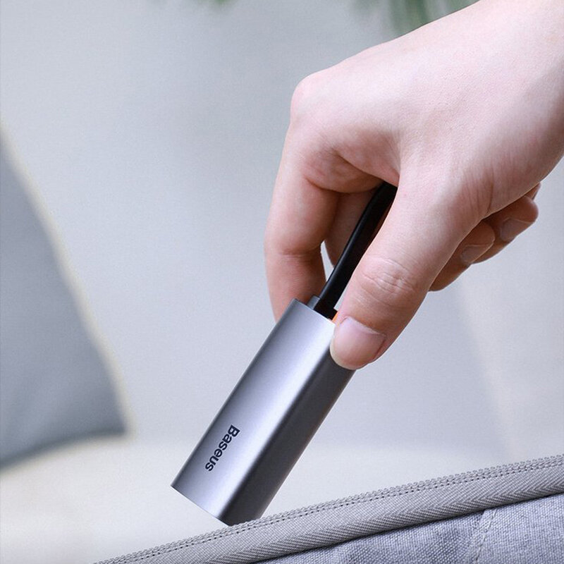 Hub Baseus Steel Cannon Adaptor De La USB A La RJ45 Gigabit LAN Cu Viteza De 1000Mbps - CAHUB-AD0G - Gri