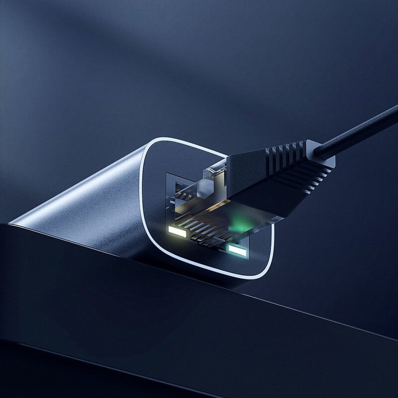 Hub Baseus Steel Cannon Adaptor De La USB A La RJ45 Gigabit LAN Cu Viteza De 1000Mbps - CAHUB-AD0G - Gri