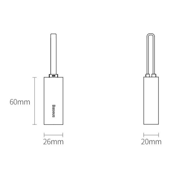 Hub Baseus Steel Cannon Adaptor De La USB A La RJ45 Gigabit LAN Cu Viteza De 1000Mbps - CAHUB-AD0G - Gri
