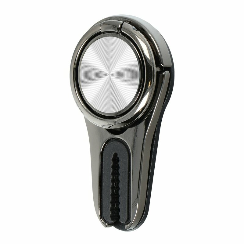 Suport Auto Pentru Telefon Stand Ring 360° Cu Adeziv Si Sistem De Prindere Pe Grila De Ventilatie - Argintiu