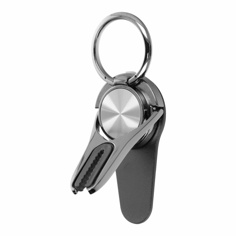 Suport Auto Pentru Telefon Stand Ring 360° Cu Adeziv Si Sistem De Prindere Pe Grila De Ventilatie - Argintiu