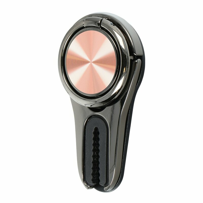 Suport Auto Pentru Telefon Stand Ring 360° Cu Adeziv Si Sistem De Prindere Pe Grila De Ventilatie - Auriu