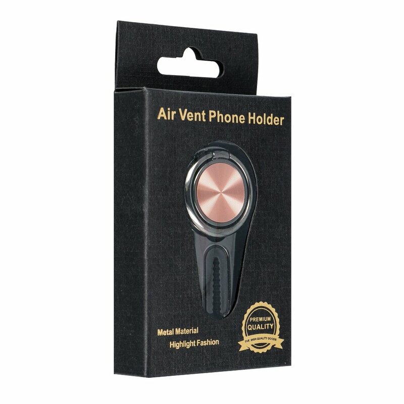 Suport Auto Pentru Telefon Stand Ring 360° Cu Adeziv Si Sistem De Prindere Pe Grila De Ventilatie - Auriu