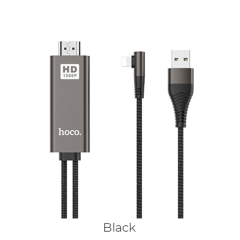 Cablu Video Adaptor Hoco UA14 Convertor De La Lightning / USB la HDMI (Full HD 1080p / HD 720p) 2m - Negru