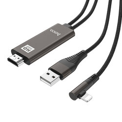 Cablu Video Adaptor Hoco UA14 Convertor De La Lightning / USB la HDMI (Full HD 1080p / HD 720p) 2m - Negru