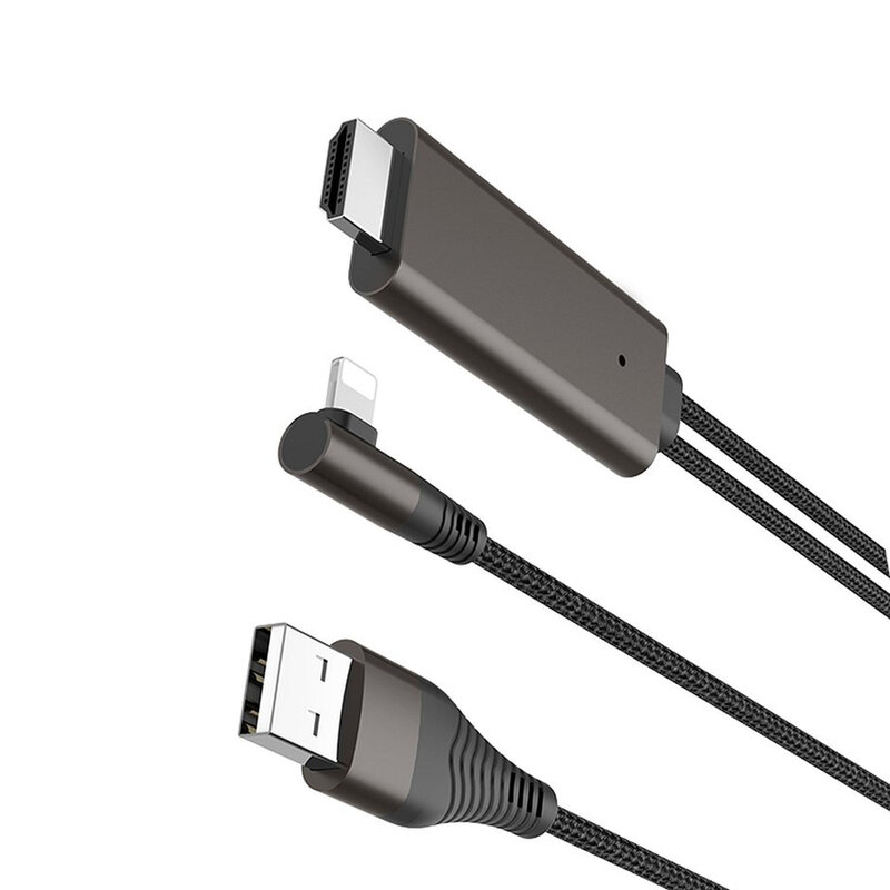 Cablu Video Adaptor Hoco UA14 Convertor De La Lightning / USB la HDMI (Full HD 1080p / HD 720p) 2m - Negru