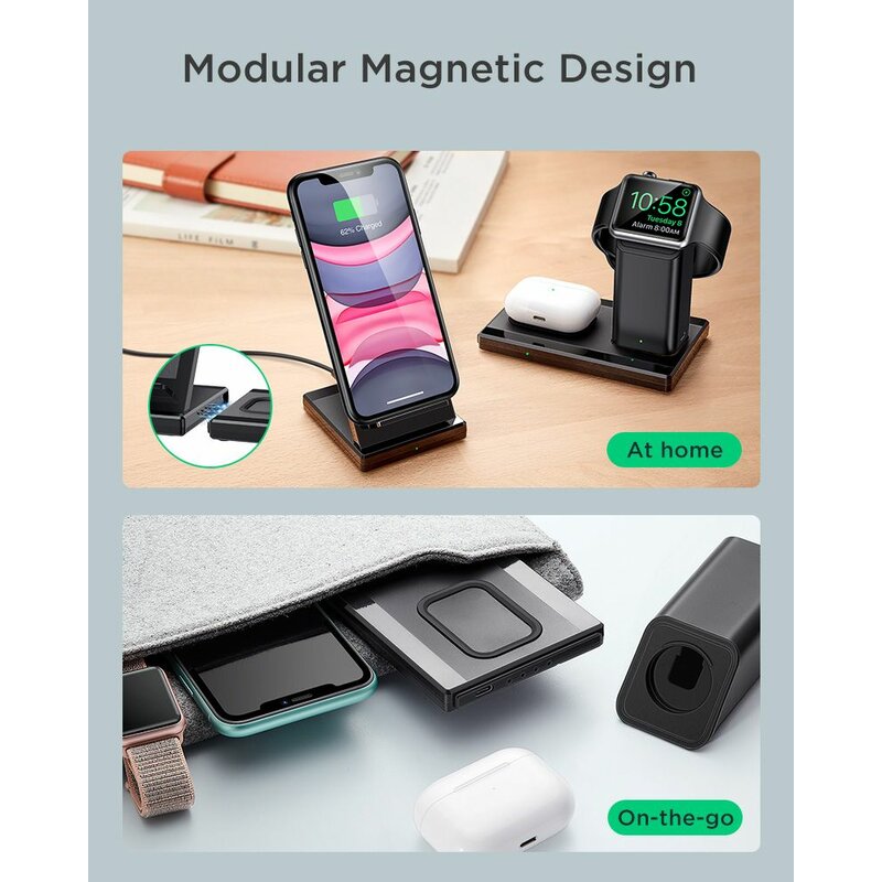 Incarcator Wireless ESR Statie 3in1 Cu Incarcare Rapida Android / Iphone / Apple Watch / AirPods 3A 10W - Negru