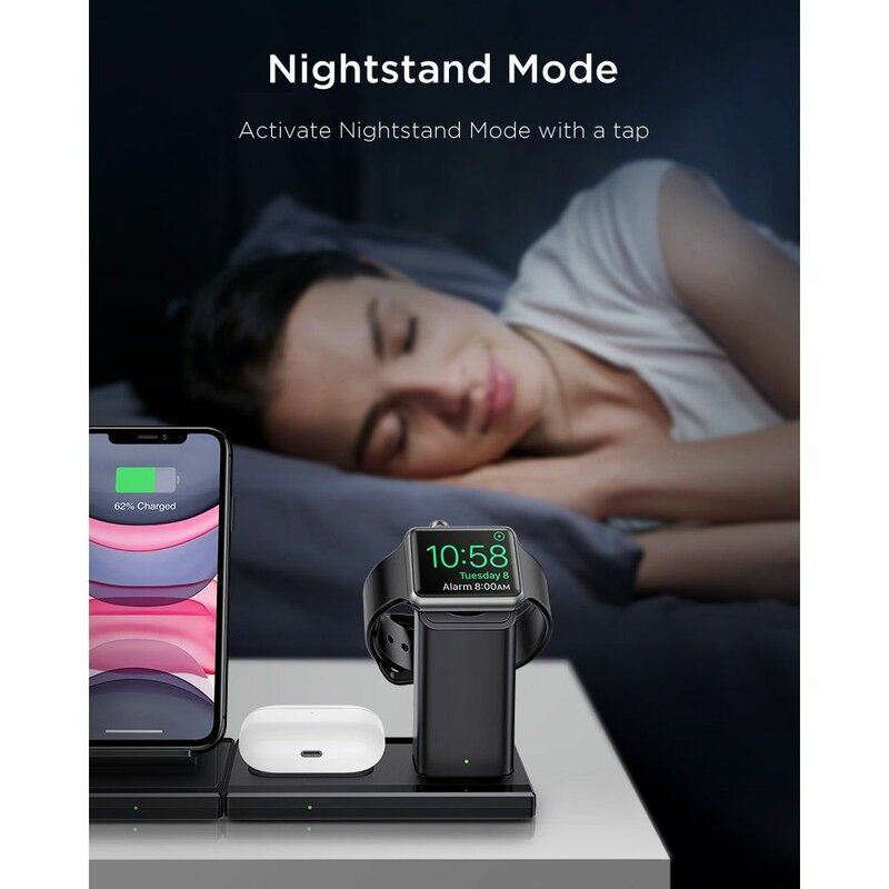 Incarcator Wireless ESR Statie 3in1 Cu Incarcare Rapida Android / Iphone / Apple Watch / AirPods 3A 10W - Negru