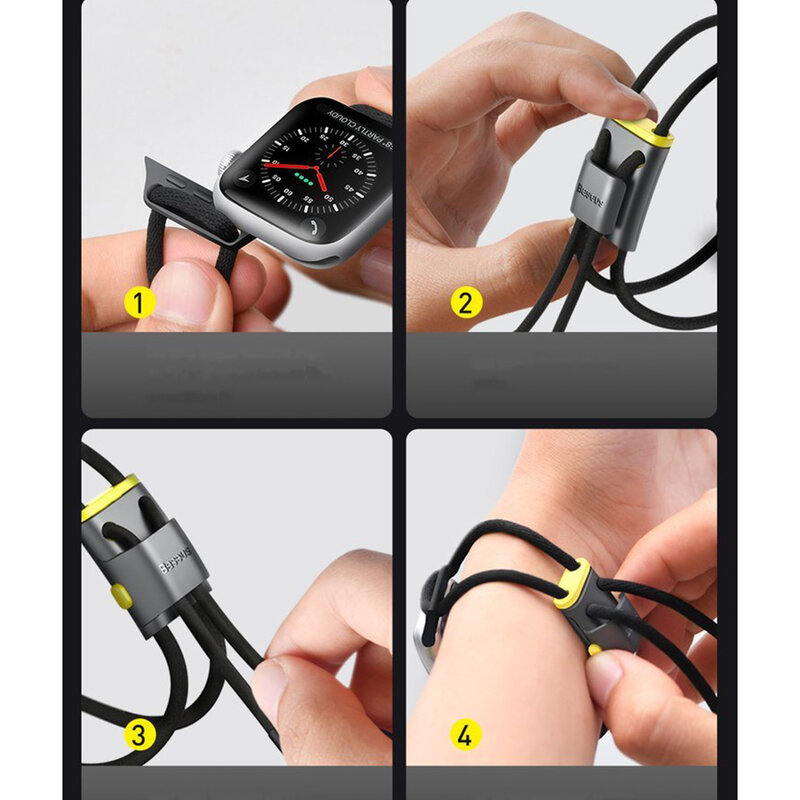 Curea Apple Watch 1 42mm Baseus Let's Go Din Bumbac Si Aluminiu - LBAPWA4-BGY - Negru