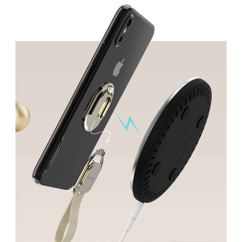 Suport iRing Kingxbar Princess Kickstand Auto Cu Adeziv Si Cristale Swarovski Pentru Telefon - Roz