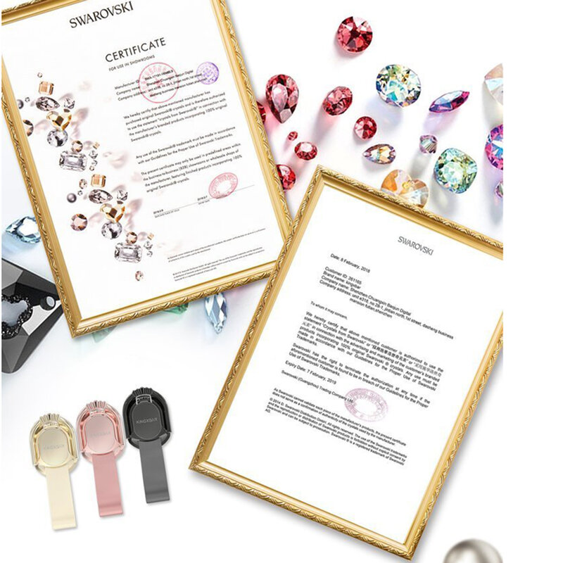 Suport iRing Kingxbar Princess Kickstand Auto Cu Adeziv Si Cristale Swarovski Pentru Telefon - Roz