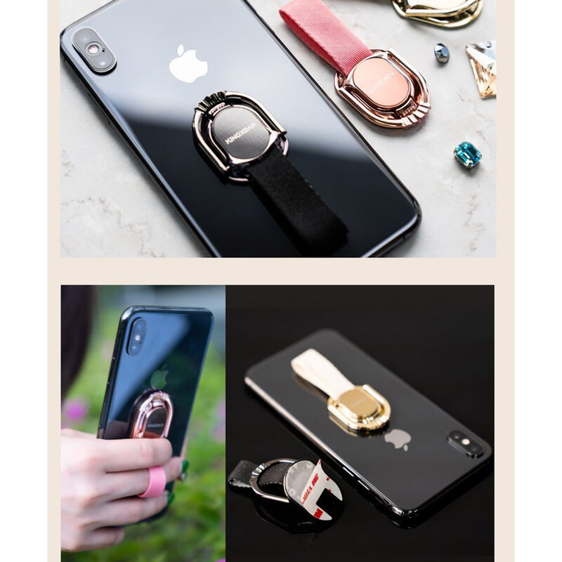 Suport iRing Kingxbar Princess Kickstand Auto Cu Adeziv Si Cristale Swarovski Pentru Telefon - Roz