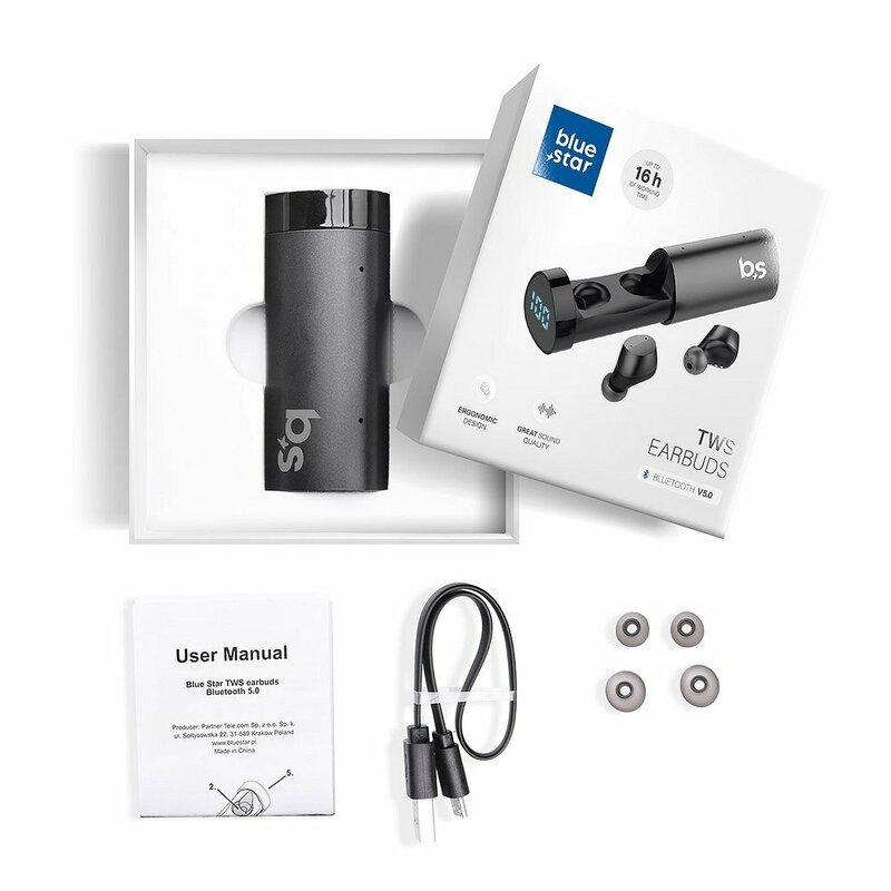Casti In-Ear BlueStar LT1 Wireless Earbuds Stereo TWS Bluetooth 5.0 Cu Suport Pentru Incarcare - Negru