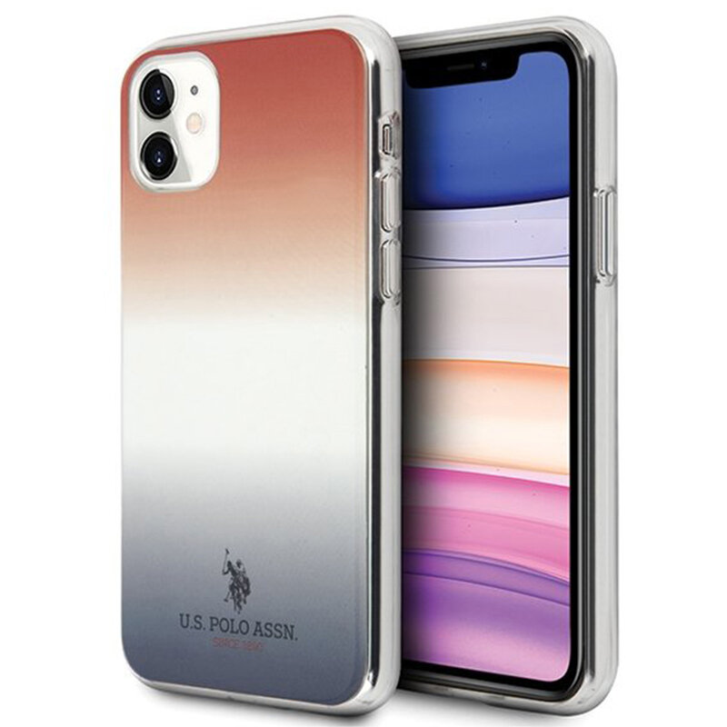 Husa iPhone 11 U.S. Polo Assn. Gradient Pattern Collection - Rosu / Albastru