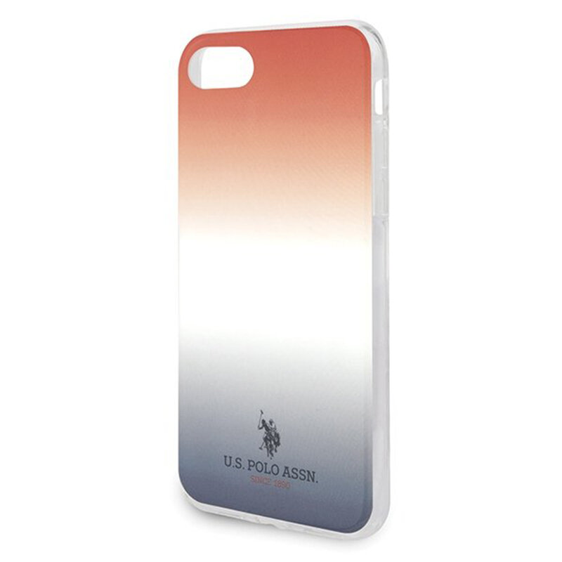 Husa iPhone 8 U.S. Polo Assn. Gradient Pattern Collection - Rosu / Albastru