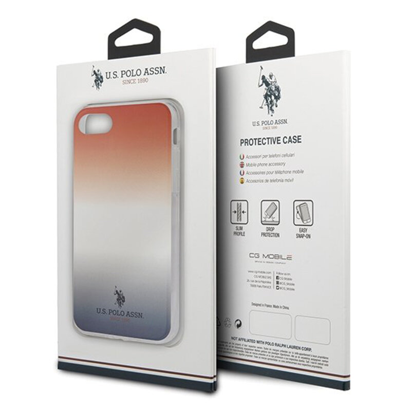 Husa iPhone 8 U.S. Polo Assn. Gradient Pattern Collection - Rosu / Albastru