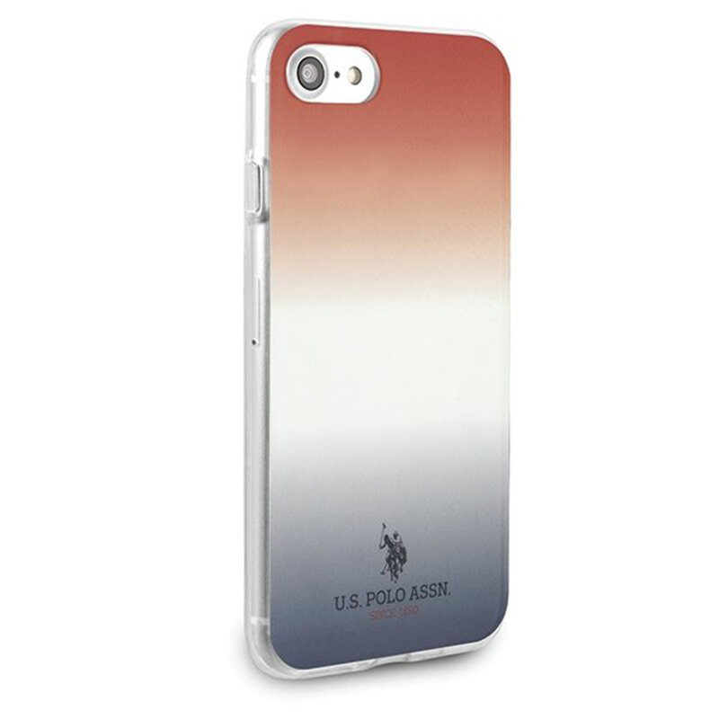 Husa iPhone 8 U.S. Polo Assn. Gradient Pattern Collection - Rosu / Albastru