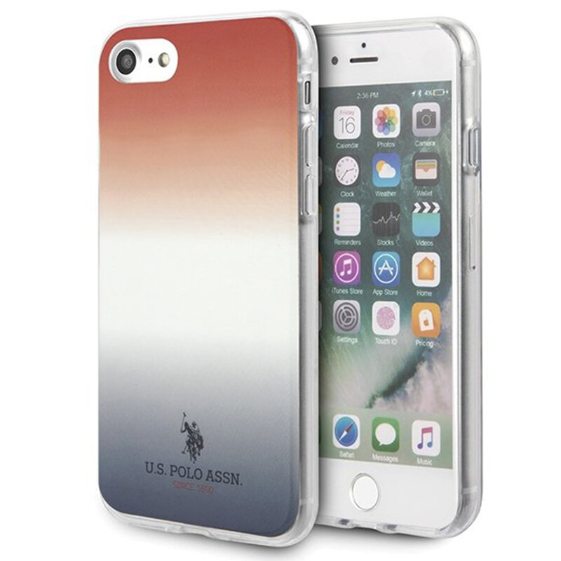 Husa iPhone SE 2, SE 2020 U.S. Polo Assn. Gradient Pattern Collection - Rosu / Albastru