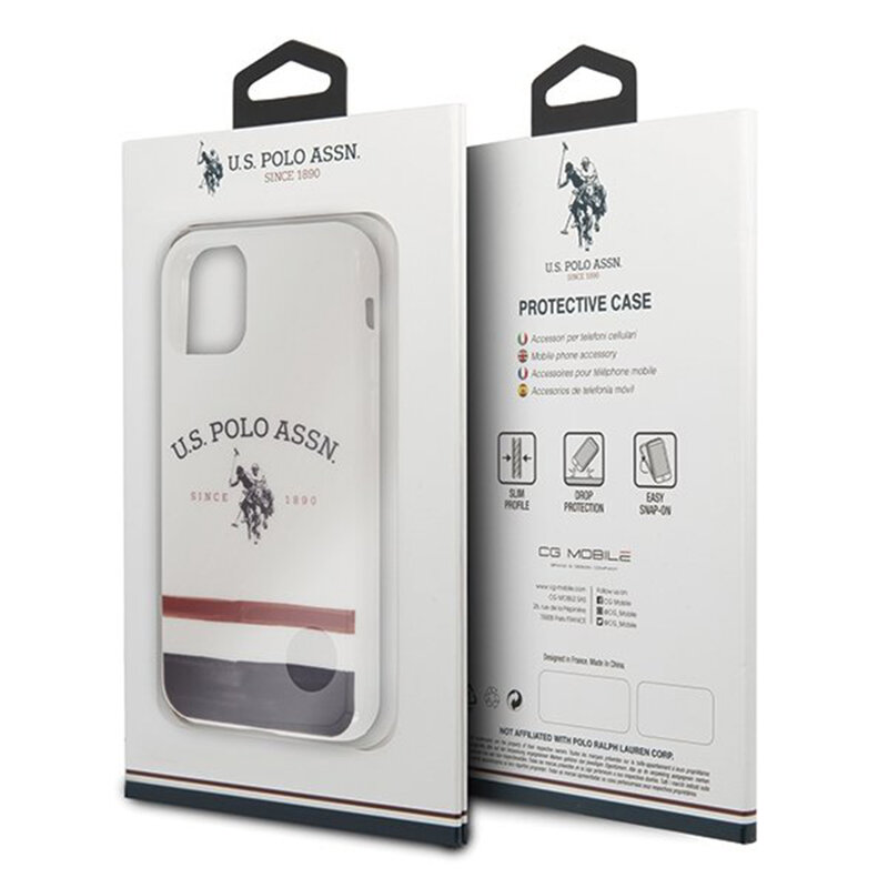 Husa iPhone 11 Pro Max U.S. Polo Assn. Tricolor Pattern Collection - Alb
