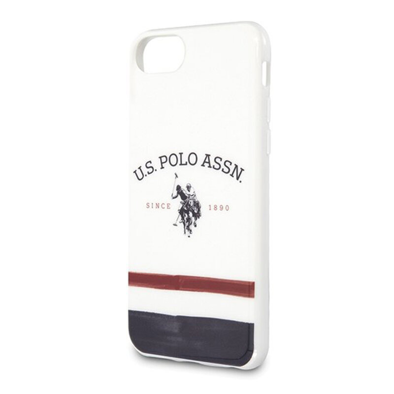 Husa iPhone 7 U.S. Polo Assn. Tricolor Pattern Collection - Alb
