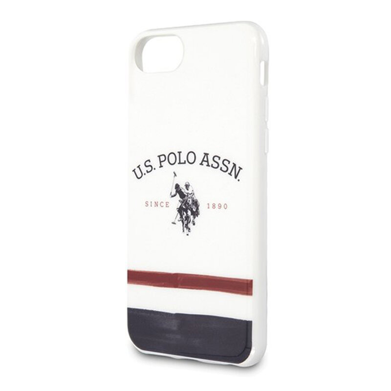 Husa iPhone 8 U.S. Polo Assn. Tricolor Pattern Collection - Alb