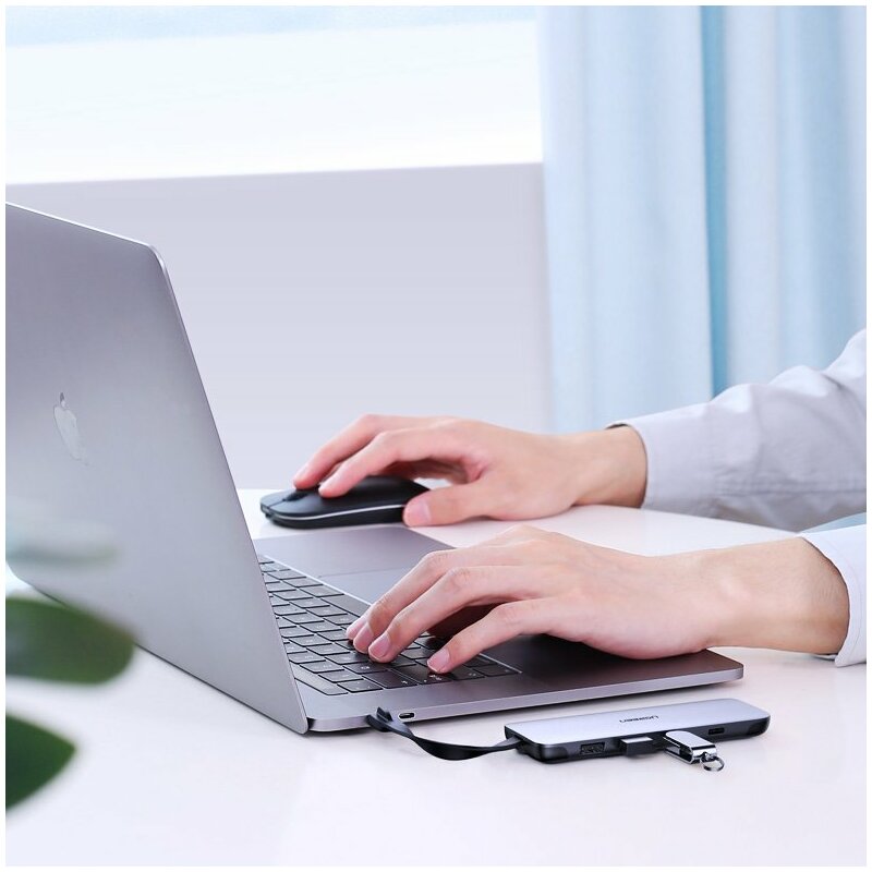 Hub Ugreen, Type-C la 3x USB 3.0, HDMI, Type-C PD, 100W, 5A, gri, 70408 