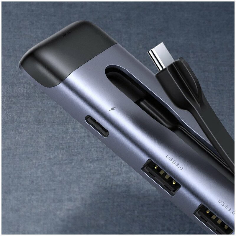 Hub Ugreen, Type-C la 3x USB 3.0, HDMI, Type-C PD, 100W, 5A, gri, 70408 