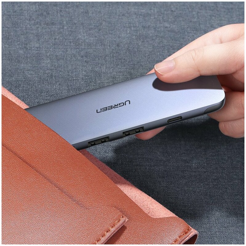 Hub Ugreen, Type-C la 3x USB 3.0, HDMI, Type-C PD, 100W, 5A, gri, 70408 