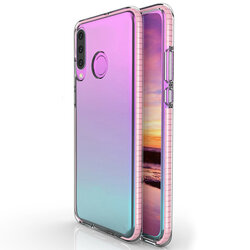 Husa Huawei P30 Lite Transparenta Spring Case Flexibila Cu Margini Colorate - Roz Deschis