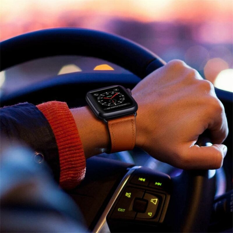 Curea Apple Watch 4 44mm Tech-Protect LeatherFit Din Piele Naturala - Maro