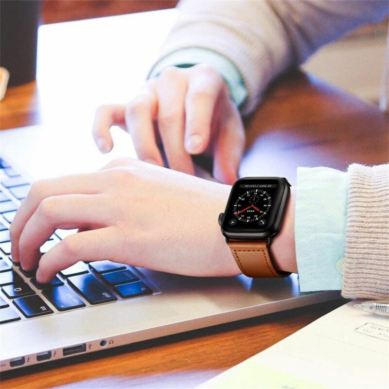 Curea Apple Watch 4 44mm Tech-Protect LeatherFit Din Piele Naturala - Maro