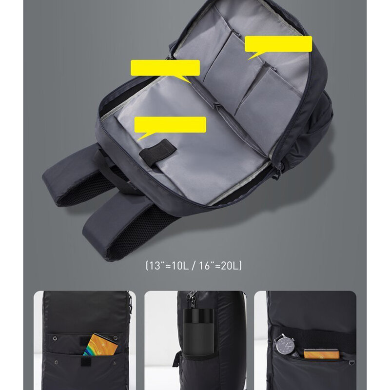 Rucsac laptop 13'' impermeabil cu buzunare Baseus, alb, LBJN-E02