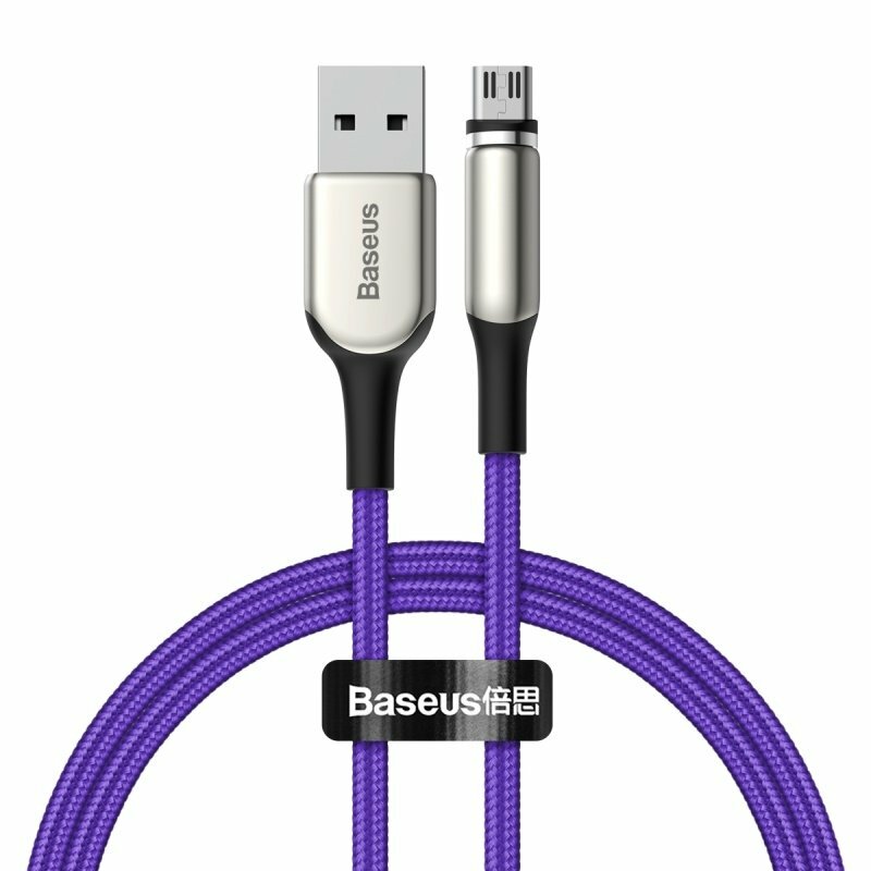 Cablu De Incarcare Baseus Zinc Magnetic De La USB La Micro-USB Cu Lumina LED 2A 1M - CAMXC-H05 - Violet