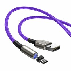 Cablu De Incarcare Baseus Zinc Magnetic De La USB La Micro-USB Cu Lumina LED 2A 1M - CAMXC-H05 - Violet