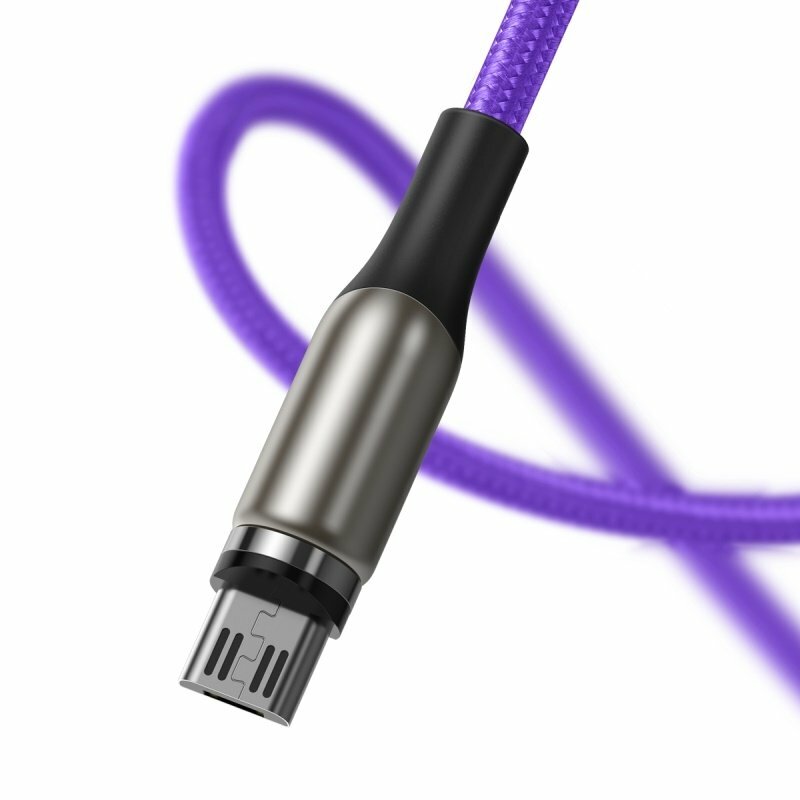 Cablu De Incarcare Baseus Zinc Magnetic De La USB La Micro-USB Cu Lumina LED 2A 1M - CAMXC-H05 - Violet