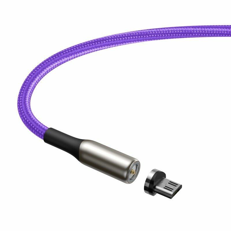 Cablu De Incarcare Baseus Zinc Magnetic De La USB La Micro-USB Cu Lumina LED 2A 1M - CAMXC-H05 - Violet