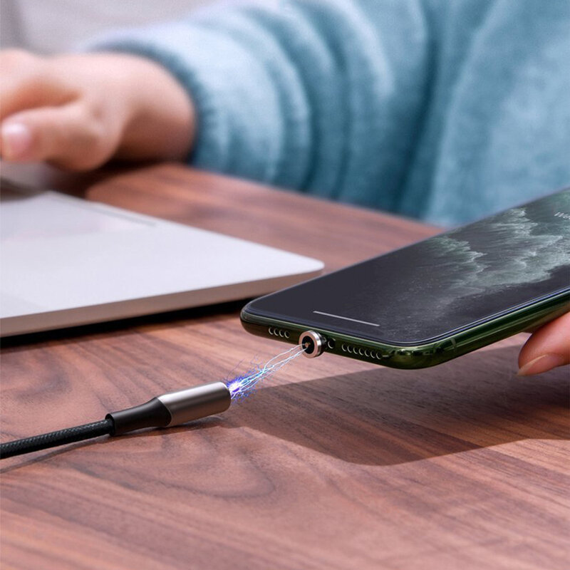 Cablu De Incarcare Baseus Zinc Magnetic De La USB La Micro-USB Cu Lumina LED 2A 1M - CAMXC-H05 - Violet