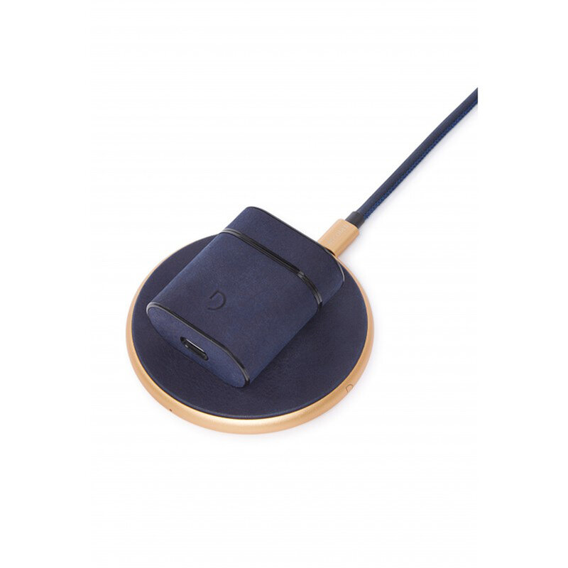 Husa Apple Airpods Decoded Case Din Piele Sintetica Cu Holder Metalic De Prindere - Albastru