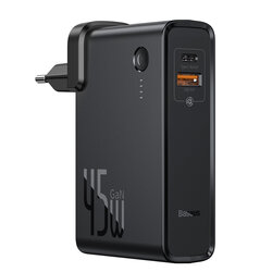 Incarcator Priza + Baterie Externa Baseus GaN 1xUSB + 1xType-C Fast Charge 45W 10000mAh - PPNLD-C01 - Negru