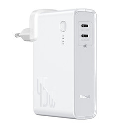 Incarcator Priza + Baterie Externa Baseus GaN 2xType-C Fast Charge 45W 10000mAh - PPNLD-F02 - Alb