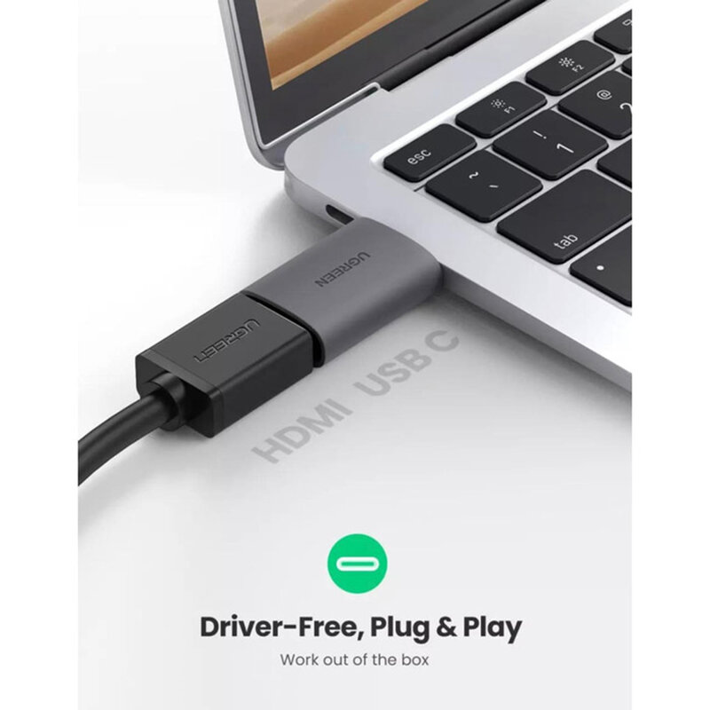 Convertor video Ugreen US320, adaptor Type-C la HDMI 4K, 60Hz, gri, 70450 