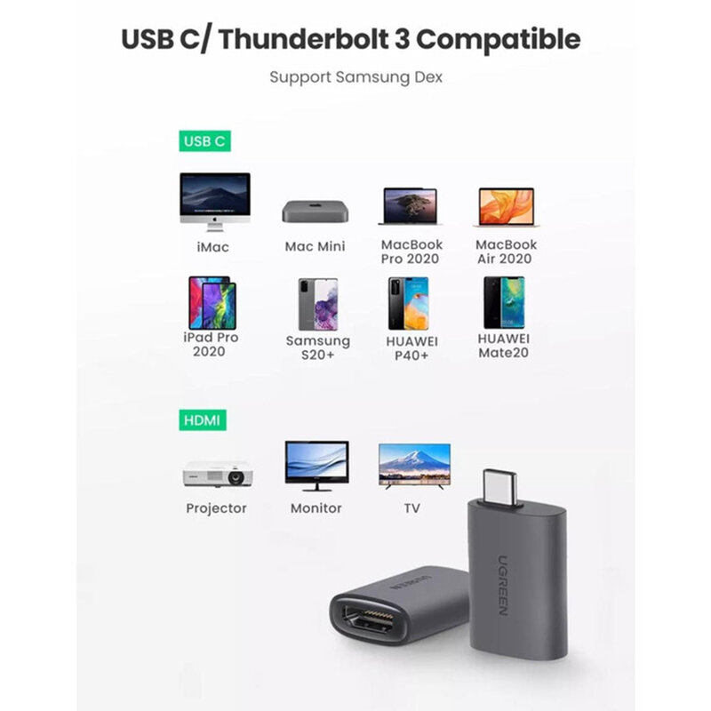 Convertor video Ugreen US320, adaptor Type-C la HDMI 4K, 60Hz, gri, 70450 