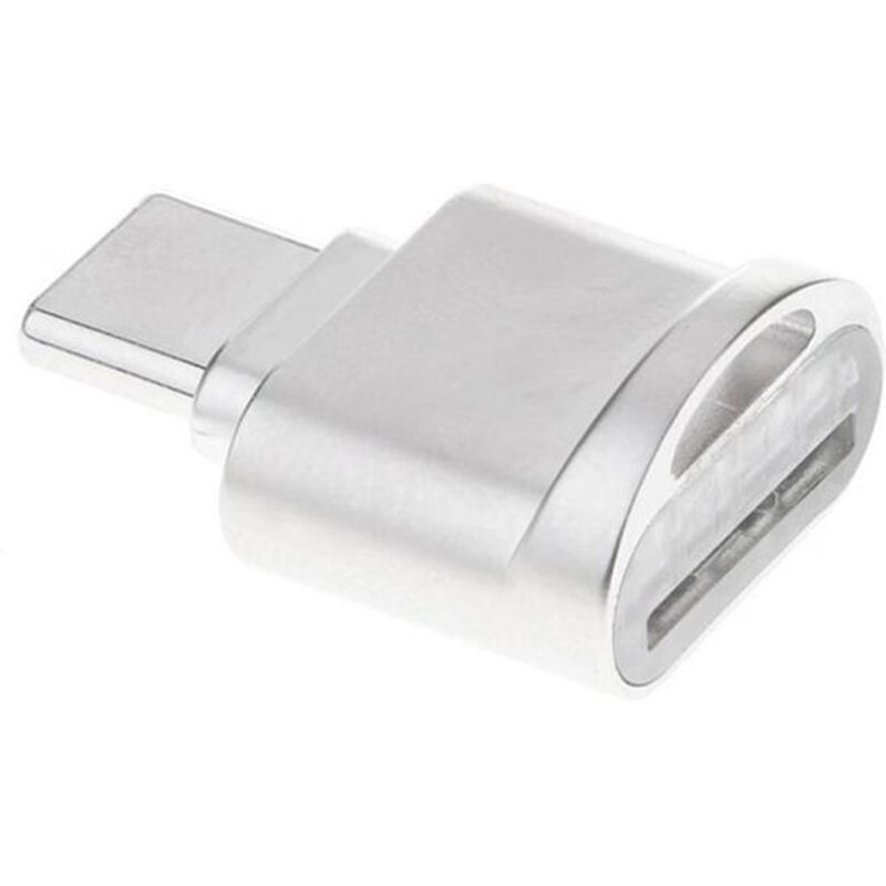 Adaptor OTG MicroSD - Type-C Cu Holder Metalic De Prindere - HR-USH014 - Argintiu